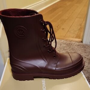 Michael Kors Dark Red Lace-Up Boots